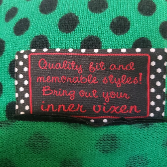 Voodoo Vixen Cardigan Vintage Inspired Retro Rockabilly Polka Dot Green Button L - Picture 7 of 9